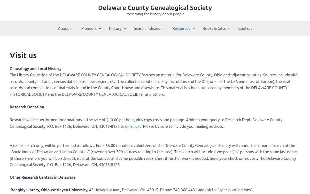 Genoa Township city directory Genealogical Society research source