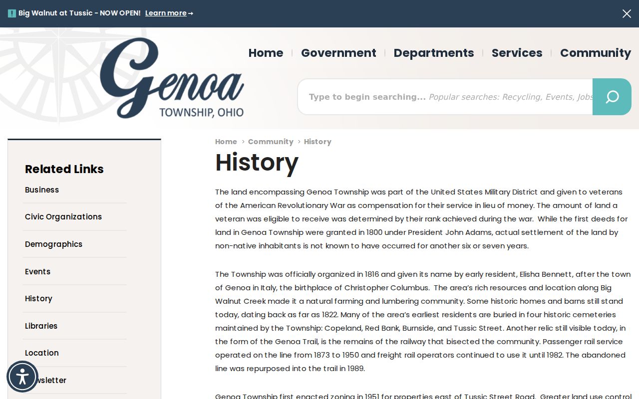 Genoa Township city directory official history source