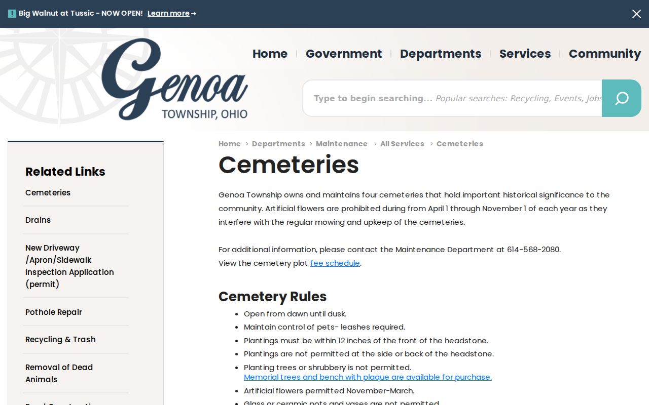 Genoa Township city directory cemetery history source